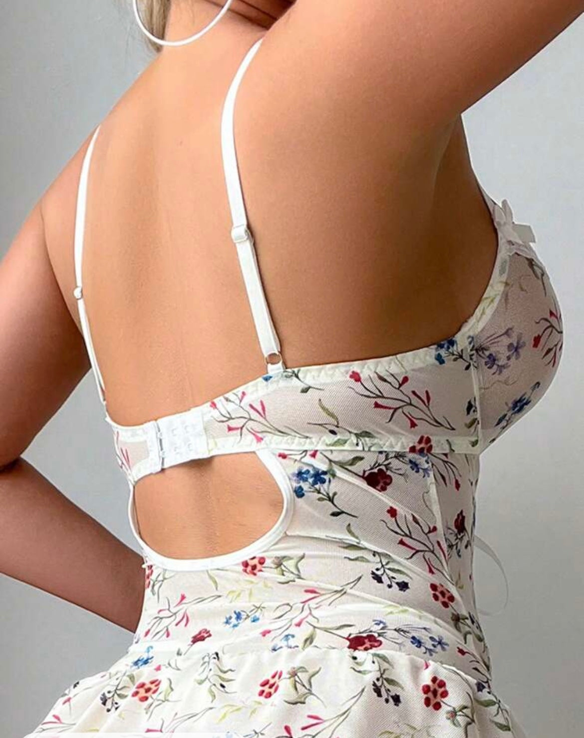 4pcs/Set Romantic Lace Patchwork Printed Tight Fitting Bra Set UnderwearOuter